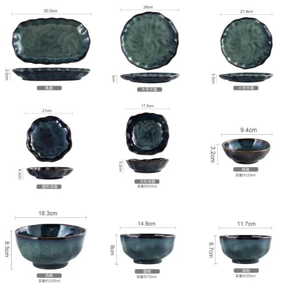 Retro-Green-Custom-Dinnerware-Sets-Bulk-Ceramic-Tableware-2